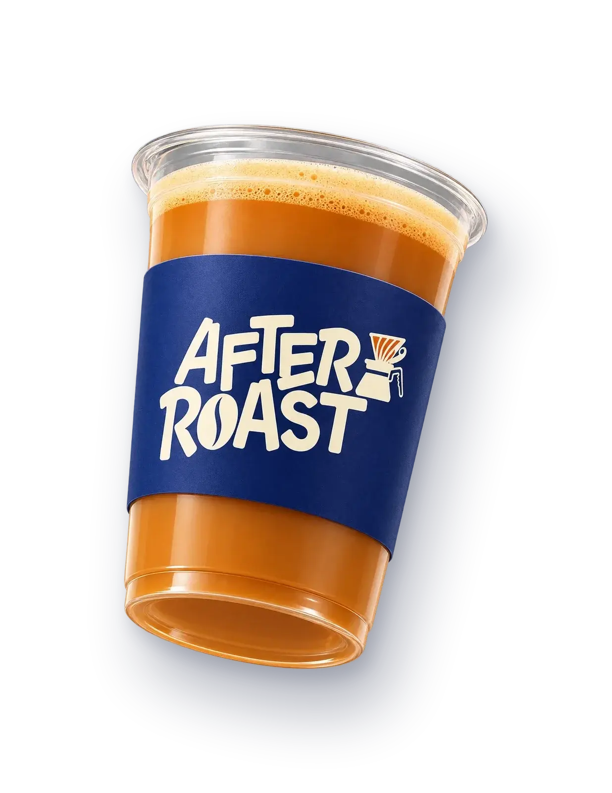 An After Roast cup of coffee with the blue sleeve
